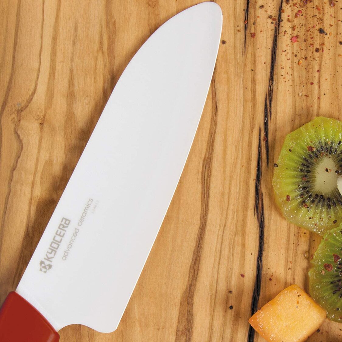 Kyocera 5.5" Advanced Ceramic Santoku Knife - Red (FK-140 WH-RD)