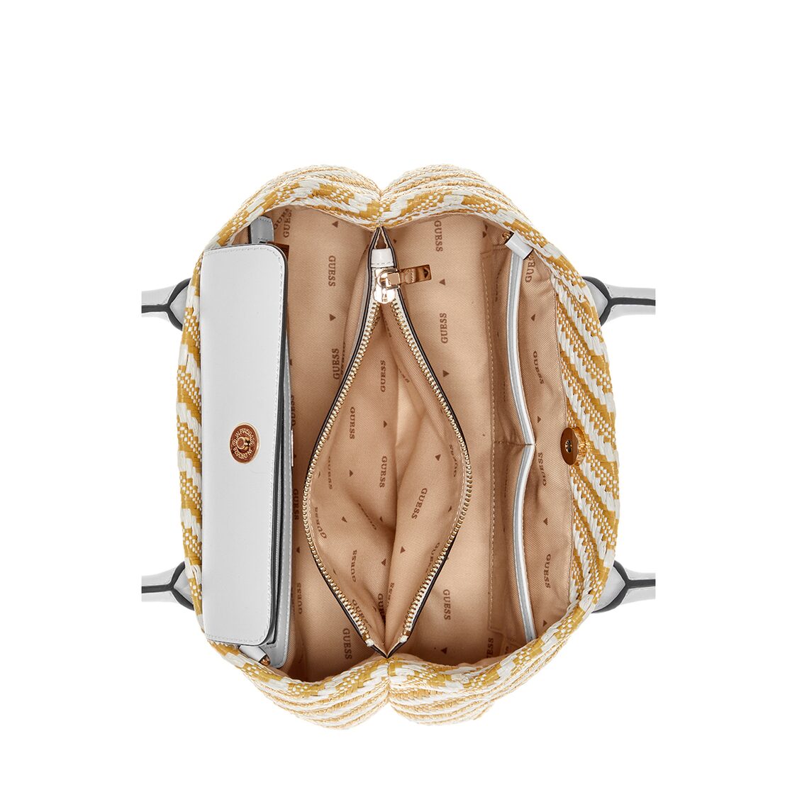 Guess Simona Small Satchel - Natural/White