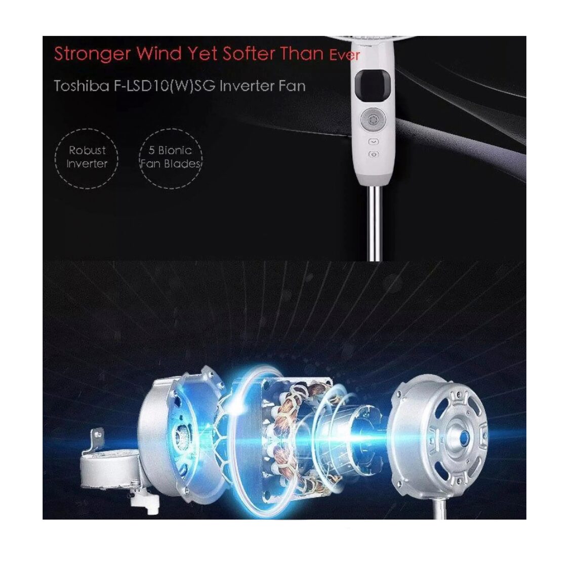 Toshiba 16'' 9 Blades standing Fan with Remote Control (F-LSD10WSG)