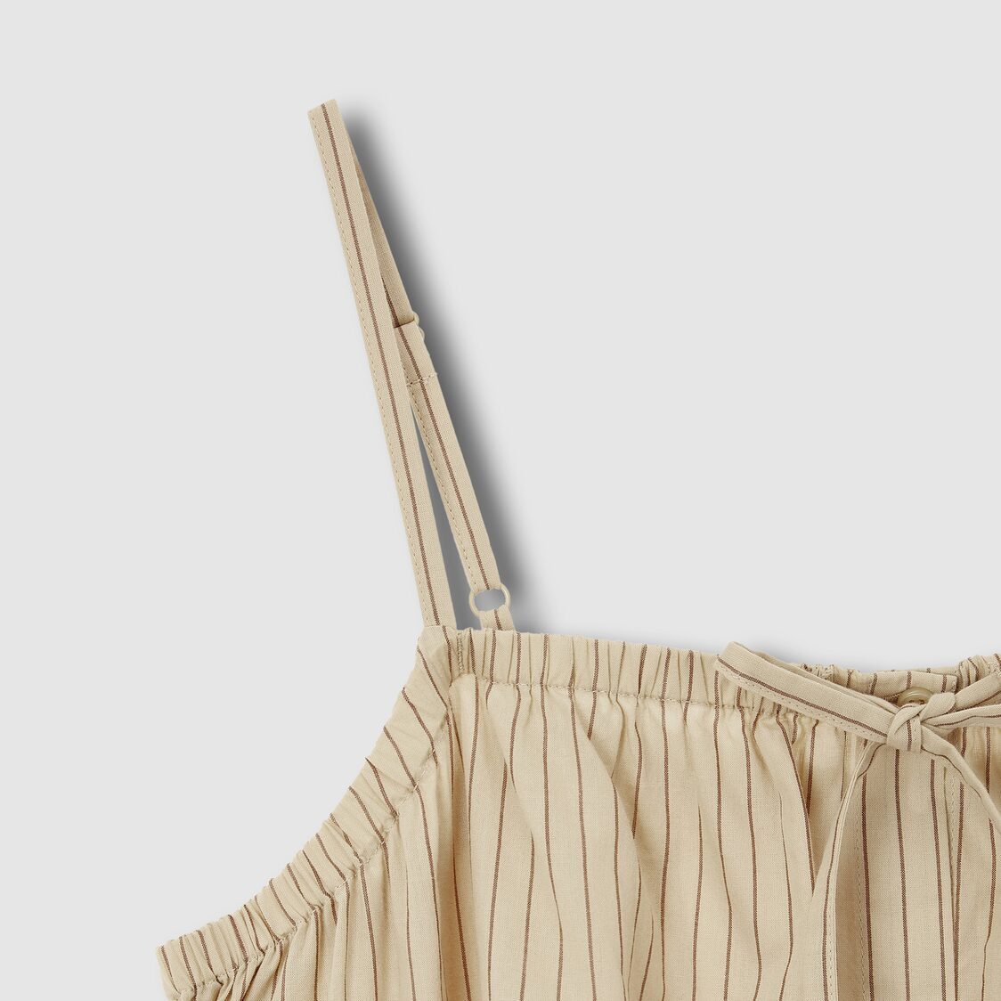 Jaju Women Cotton Stripe Sleeveless Pajama Dress Dark Beige