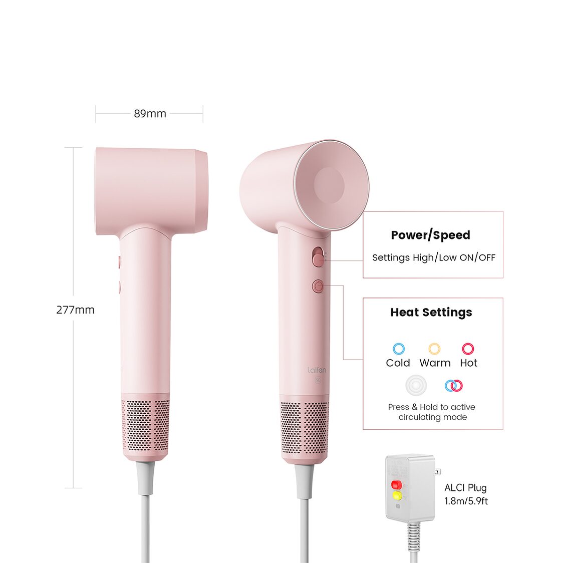 Laifen SE High-speed Hair Dryer Negative Ionic Fast Drying Low Noise Thermo-Control Long Lasting - Blue