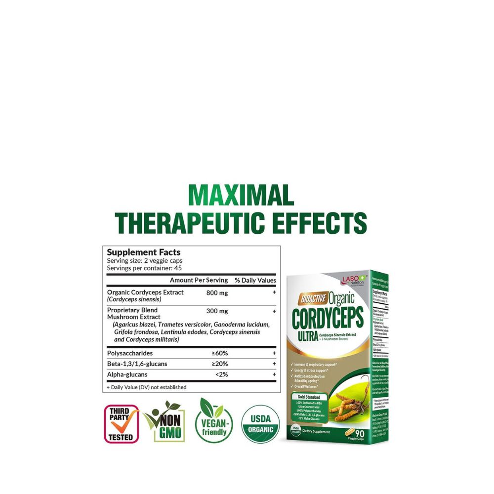 Labo Nutrition Bioactive Organic CORDYCEP ULTRA 90 Veggie Caps Twin Pack