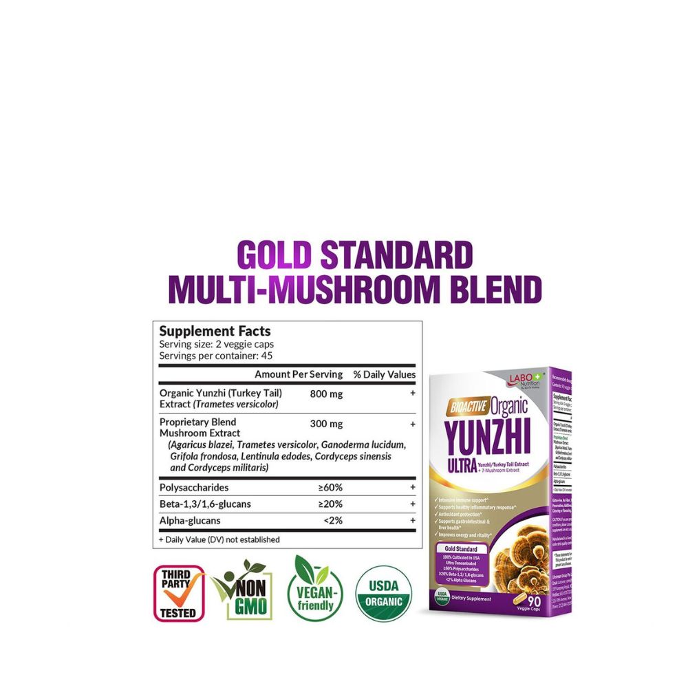 Labo Nutrition Bioactive Organic YUNZHI ULTRA 90 Veggie Caps Twin Pack