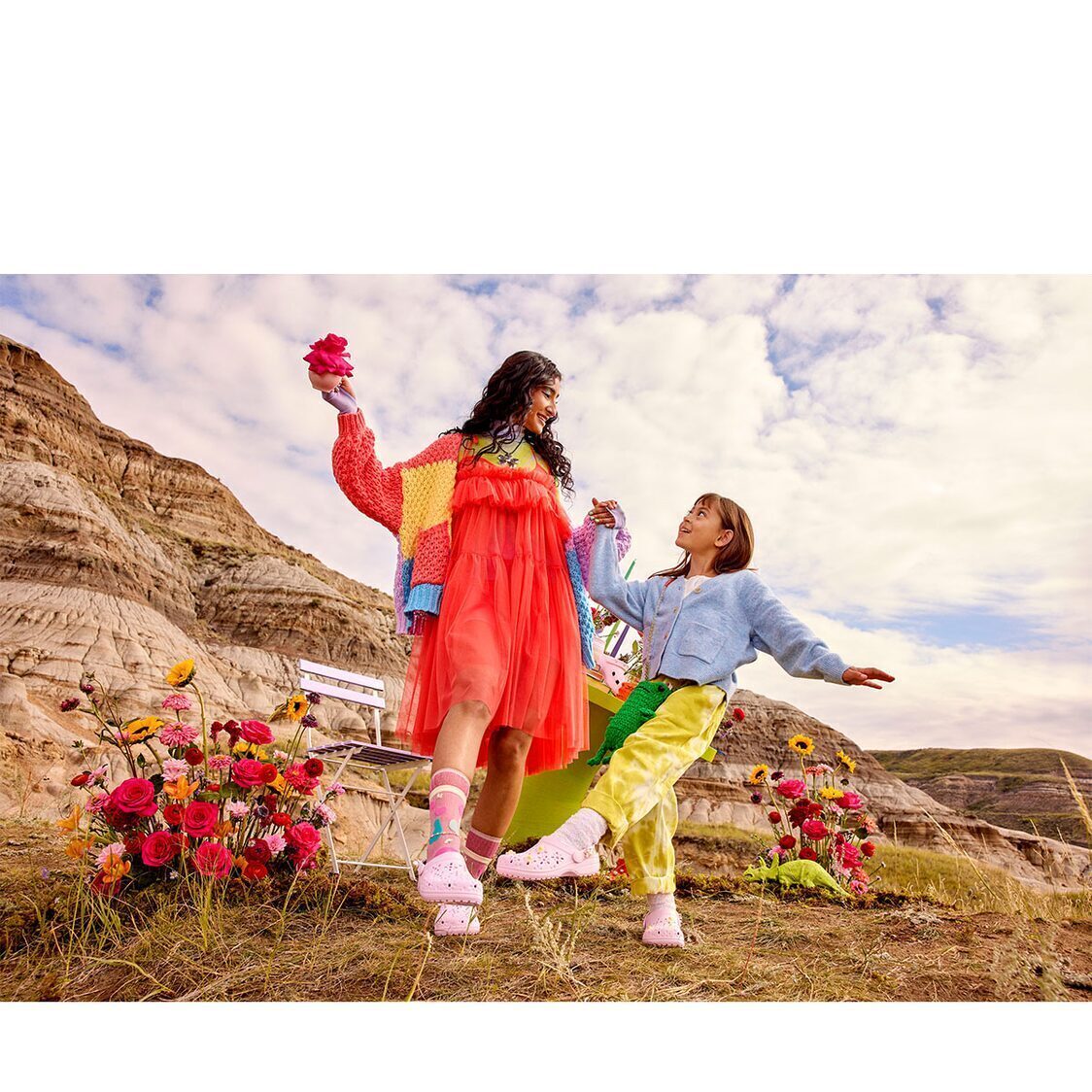 Crocs Classic Floral Cut Out Clog - Pink Milk