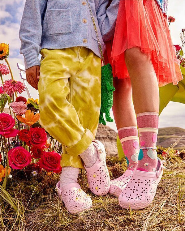 Crocs Classic Floral Cut Out Clog - Pink Milk