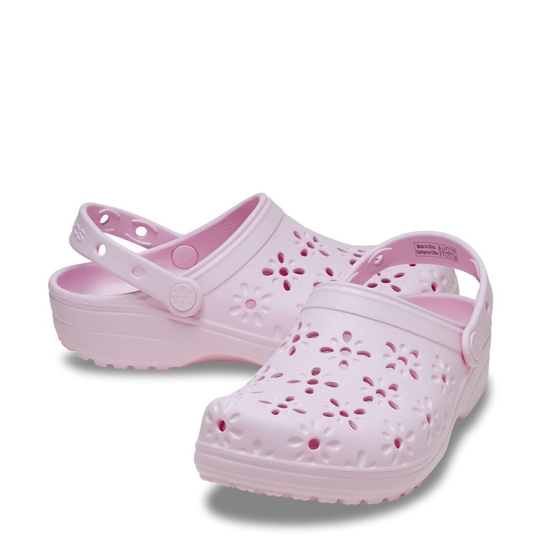 Crocs Classic Floral Cut Out Clog - Pink Milk