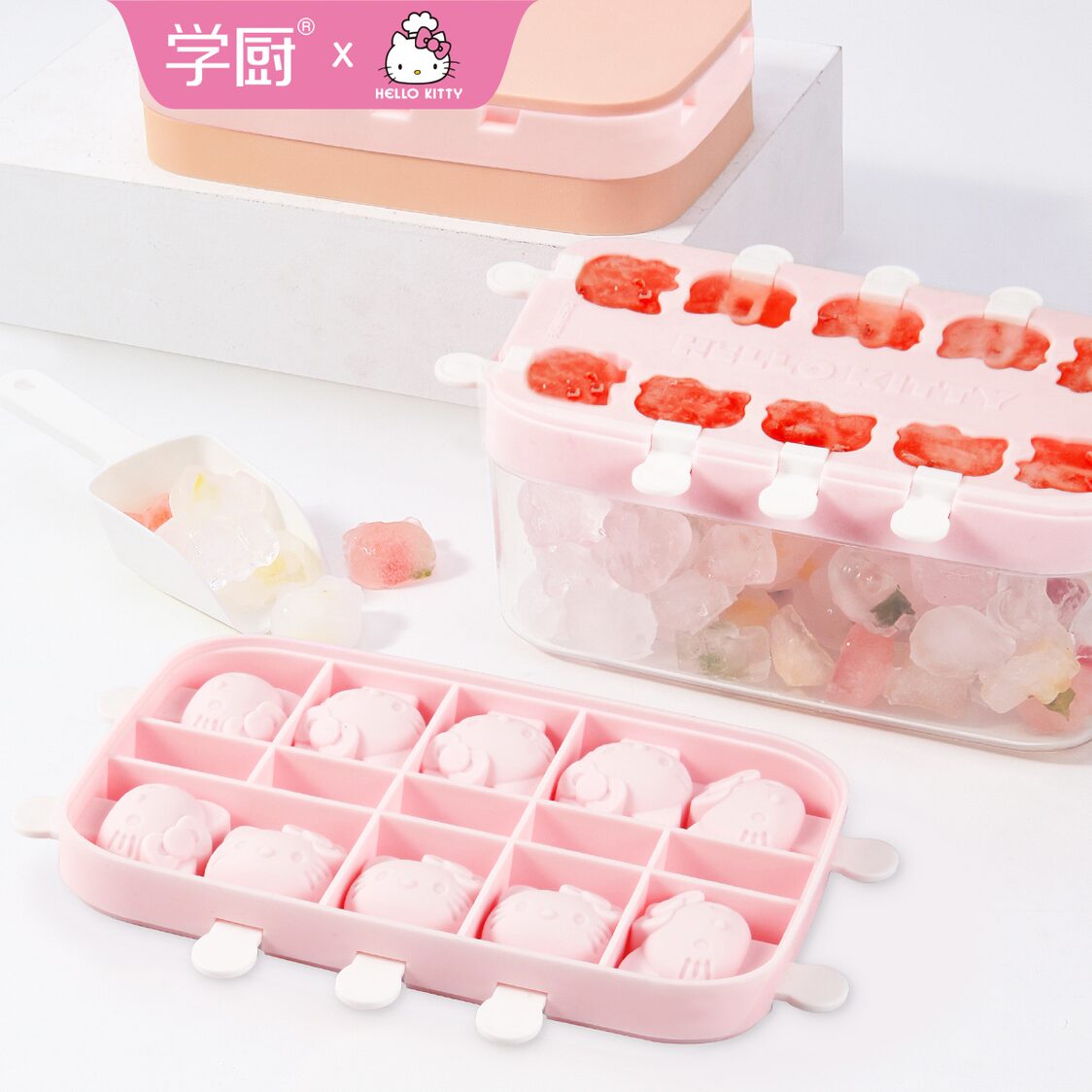 Chefmade Silicone Ice Cream Mould with Lid Hello Kitty (1898CM-KT7153)