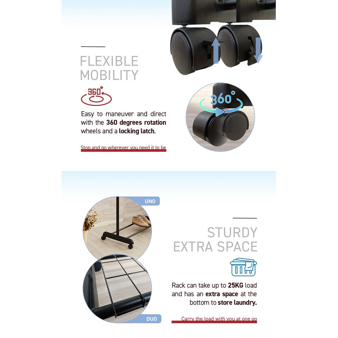 Rene Duo Portable Double Garment Rack Mat Black E70412