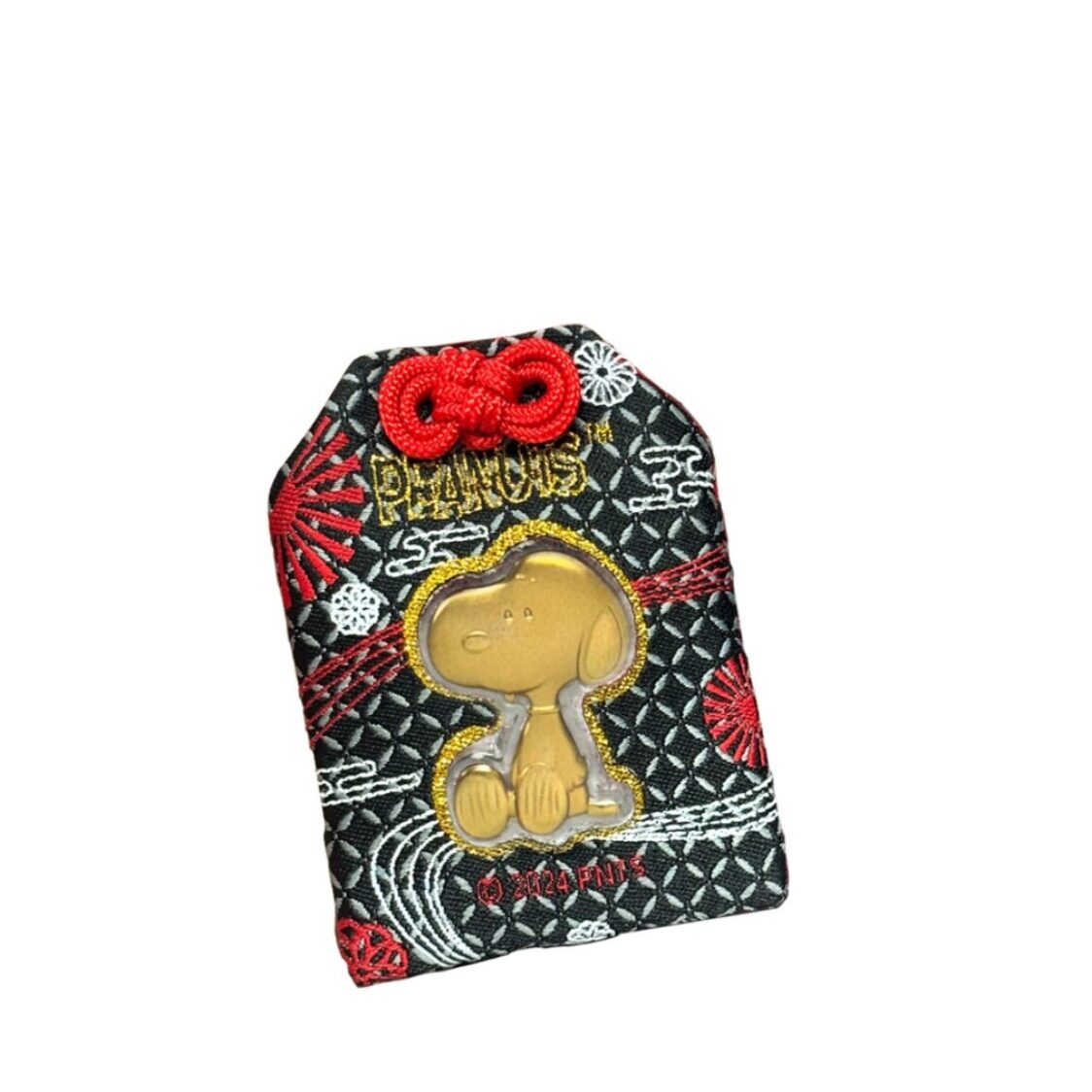 The Singapore Mint Peanuts Snoopy Sitting Gold Foil Black Charm Bag