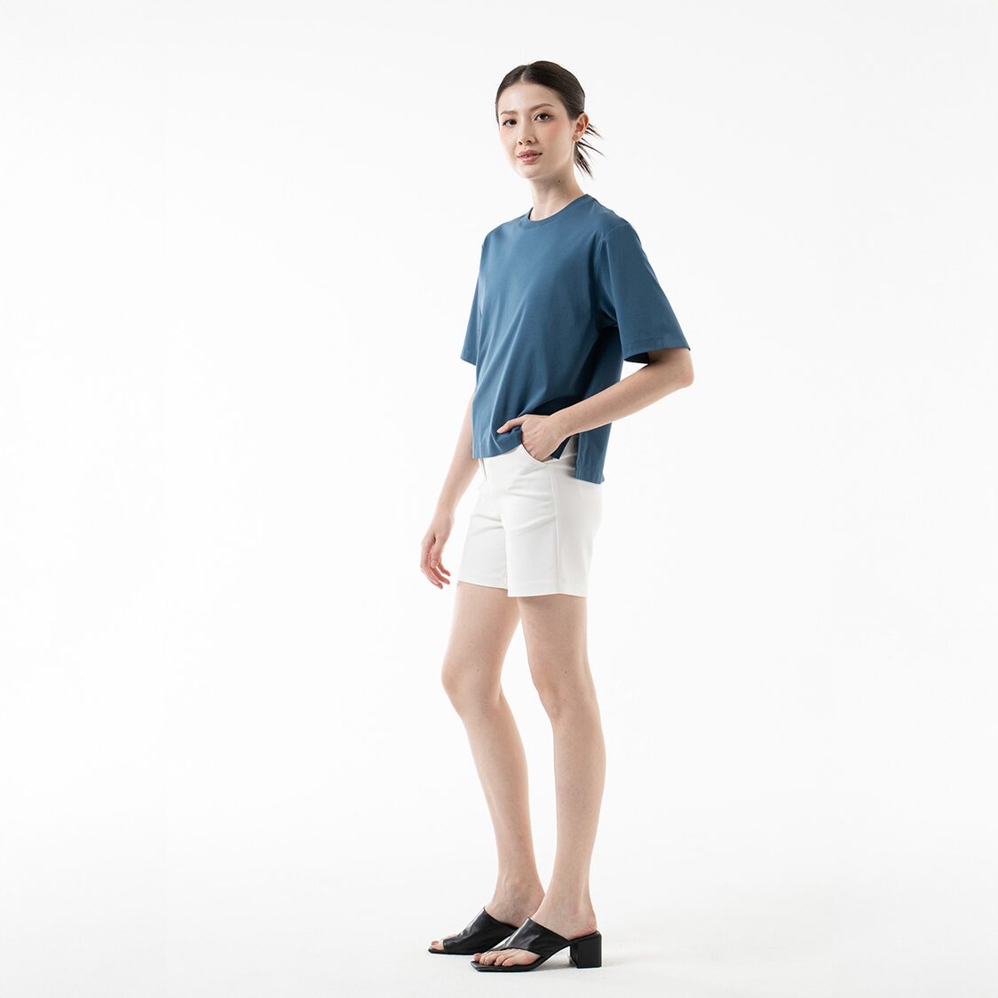 K/Woods Essential Boxy Tee in Indigo Blue