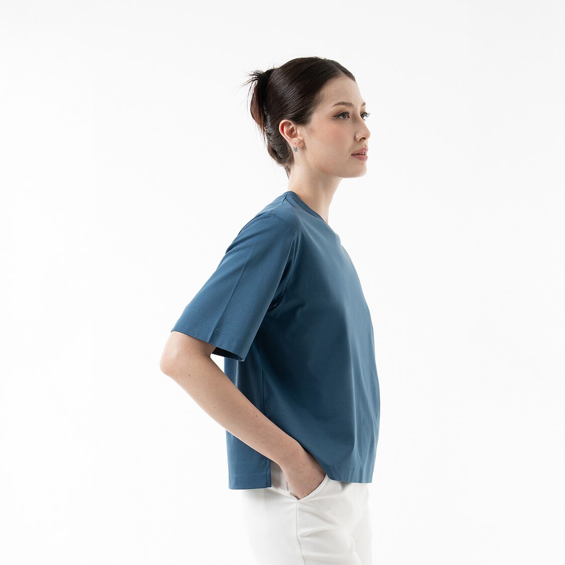 K/Woods Essential Boxy Tee in Indigo Blue