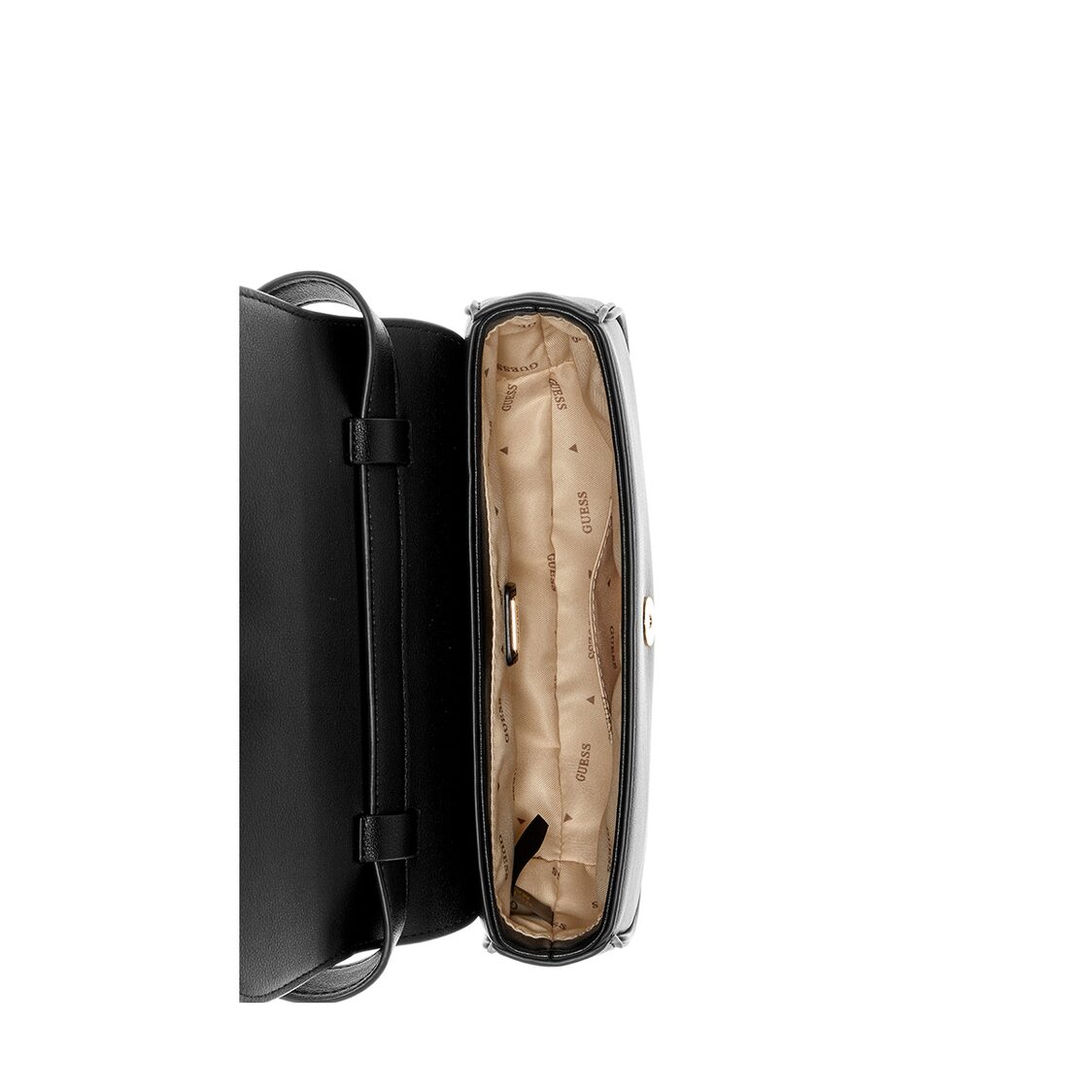 Guess Mauve Mini Conv Flp Shlder Bag, Black