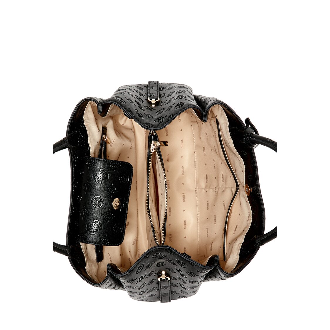 Guess Phoebe Lrg Girlfriend Satchel - Black Logo