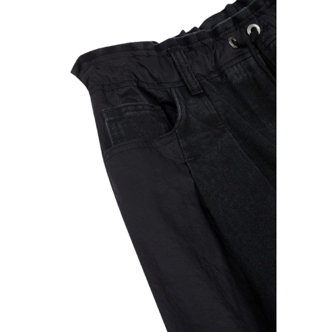Voice Of Voices Nylon Mix Denim Long Skirt Black