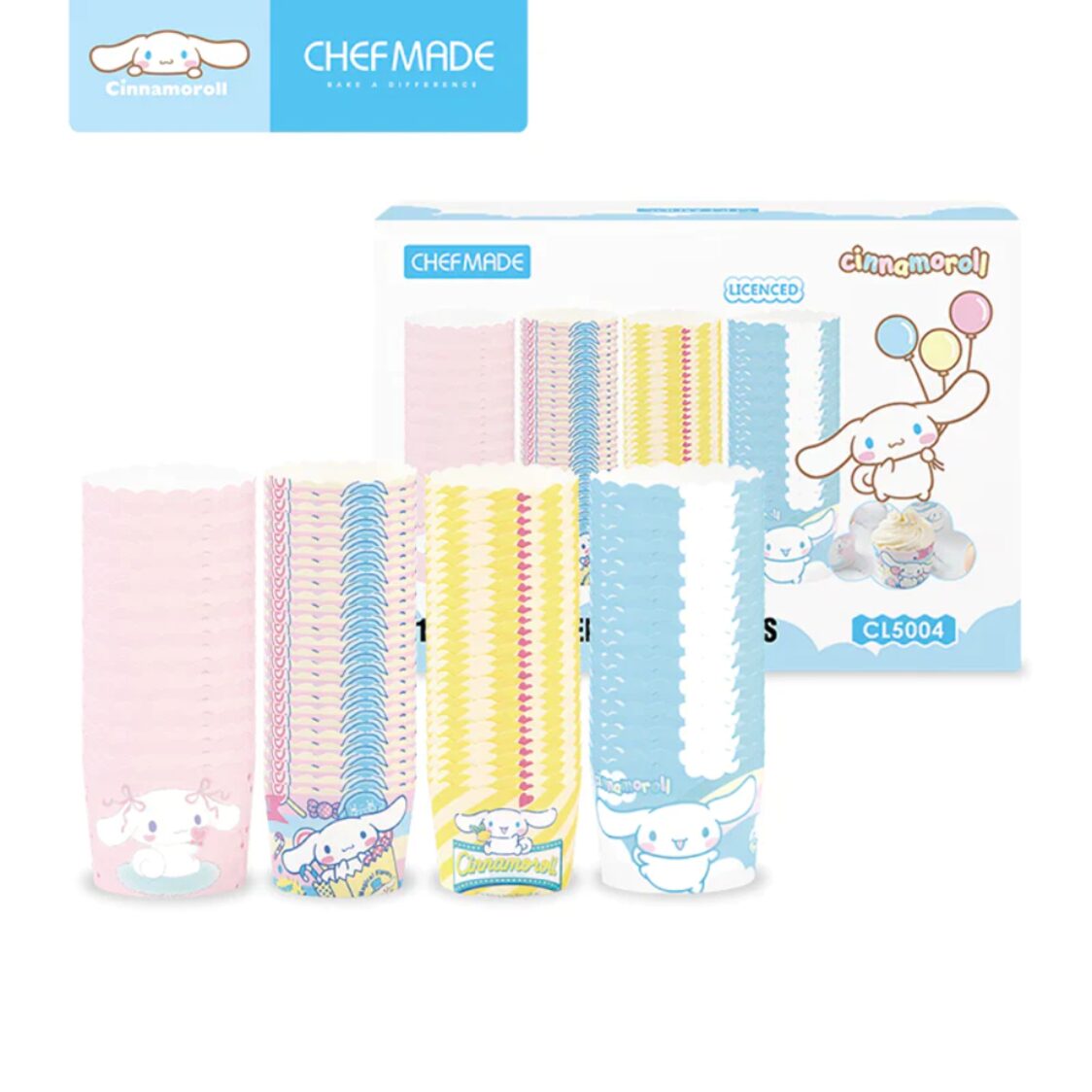 Chefmade Paper Baking Cups 100Pcs Bl (22Pcs) Pk (22Pcs) Yl (28Pcs) Mix (28Pcs) Cinnamoroll (1898cm-CL5004)