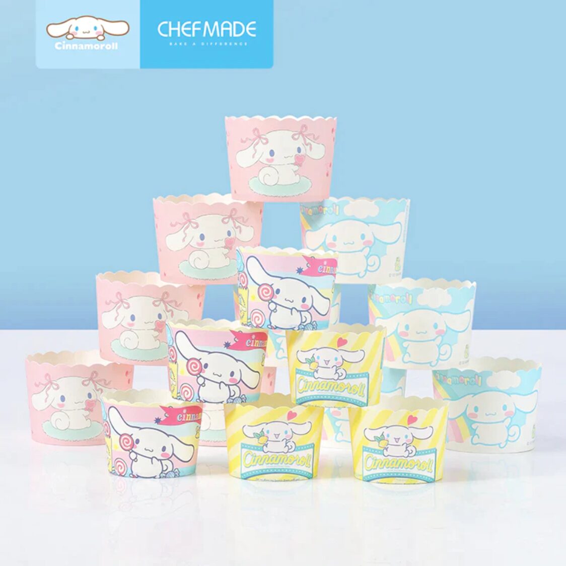Chefmade Paper Baking Cups 100Pcs Bl (22Pcs) Pk (22Pcs) Yl (28Pcs) Mix (28Pcs) Cinnamoroll (1898cm-CL5004)