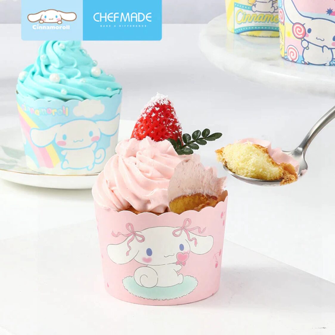 Chefmade Paper Baking Cups 100Pcs Bl (22Pcs) Pk (22Pcs) Yl (28Pcs) Mix (28Pcs) Cinnamoroll (1898cm-CL5004)