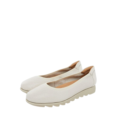 Barani Leather Pumps/Ballet Flats 8938-48 (Perforated) - Bone