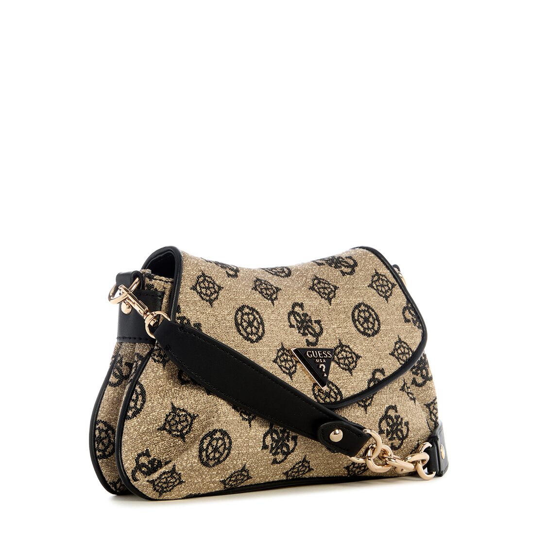 Guess Beyza Flap Shoulder Bag - Black Logo