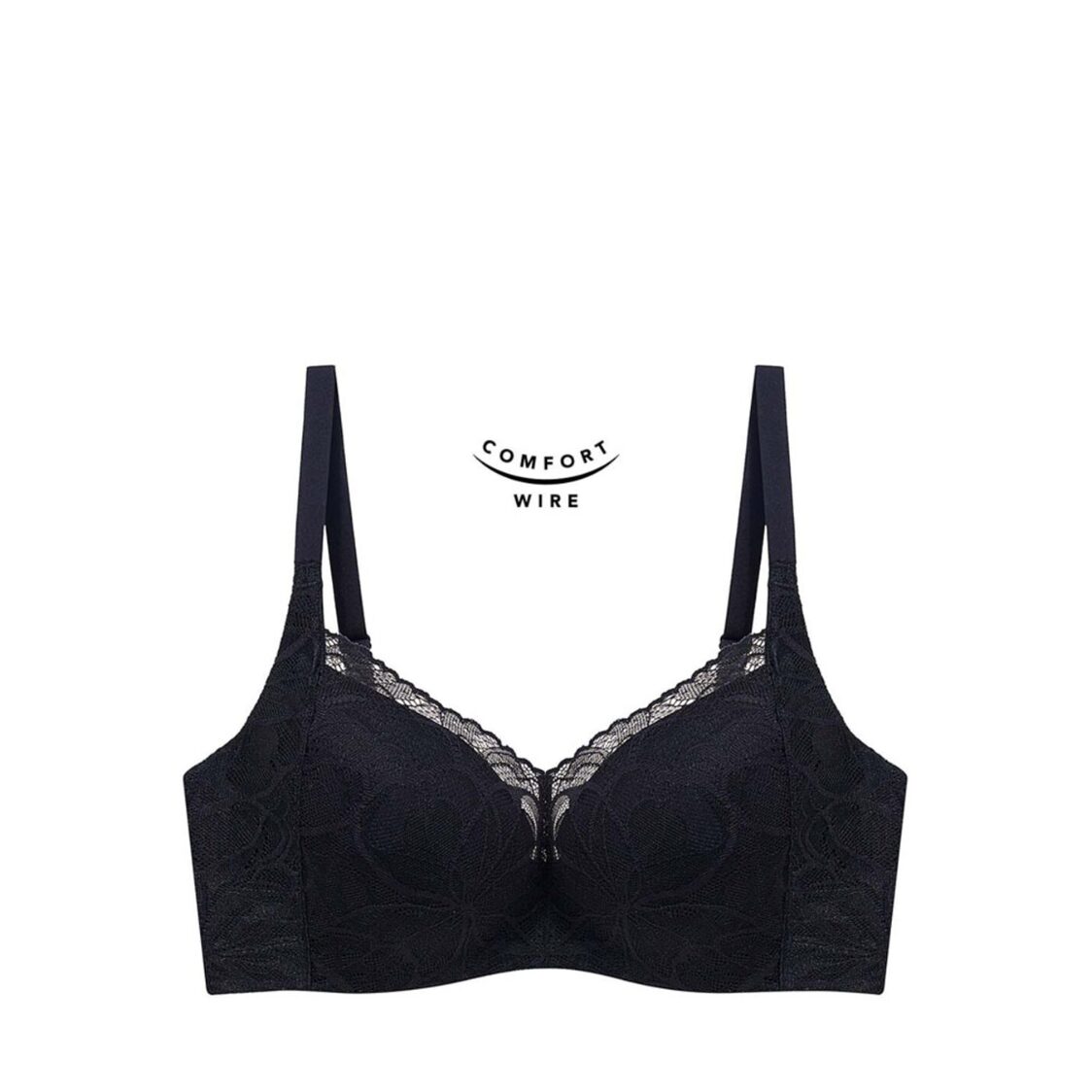 Triumph Body Make Up Illusion Lace Wired Half Cup Padded Bra Black