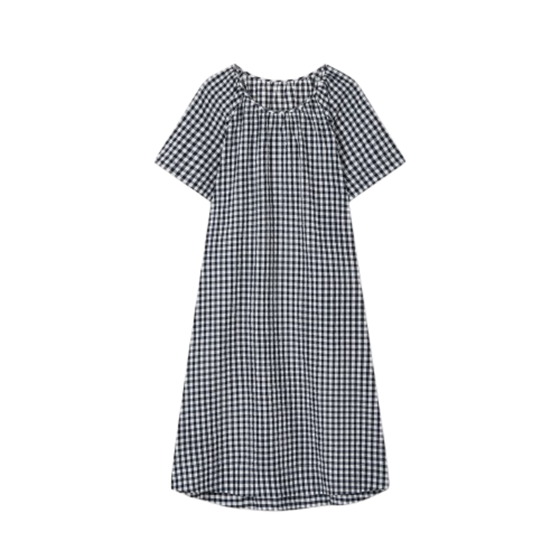 Jaju Women Cotton Seersucker Short Sleeve Pajama Dress Light Navy