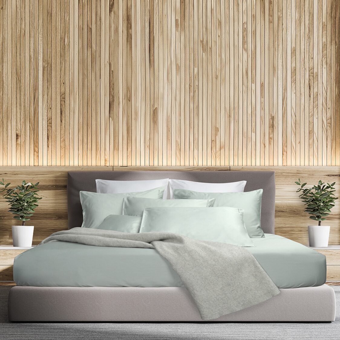 Marie Claire Solid Fitted Sheet Set - Cloud Green