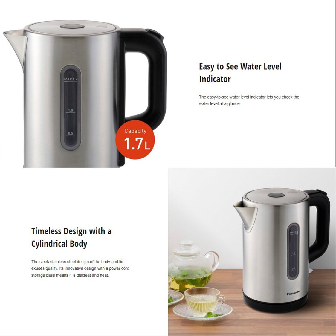 PANASONIC Electric Stainless Steel Kettle 1.7L (NC-K301SSH)