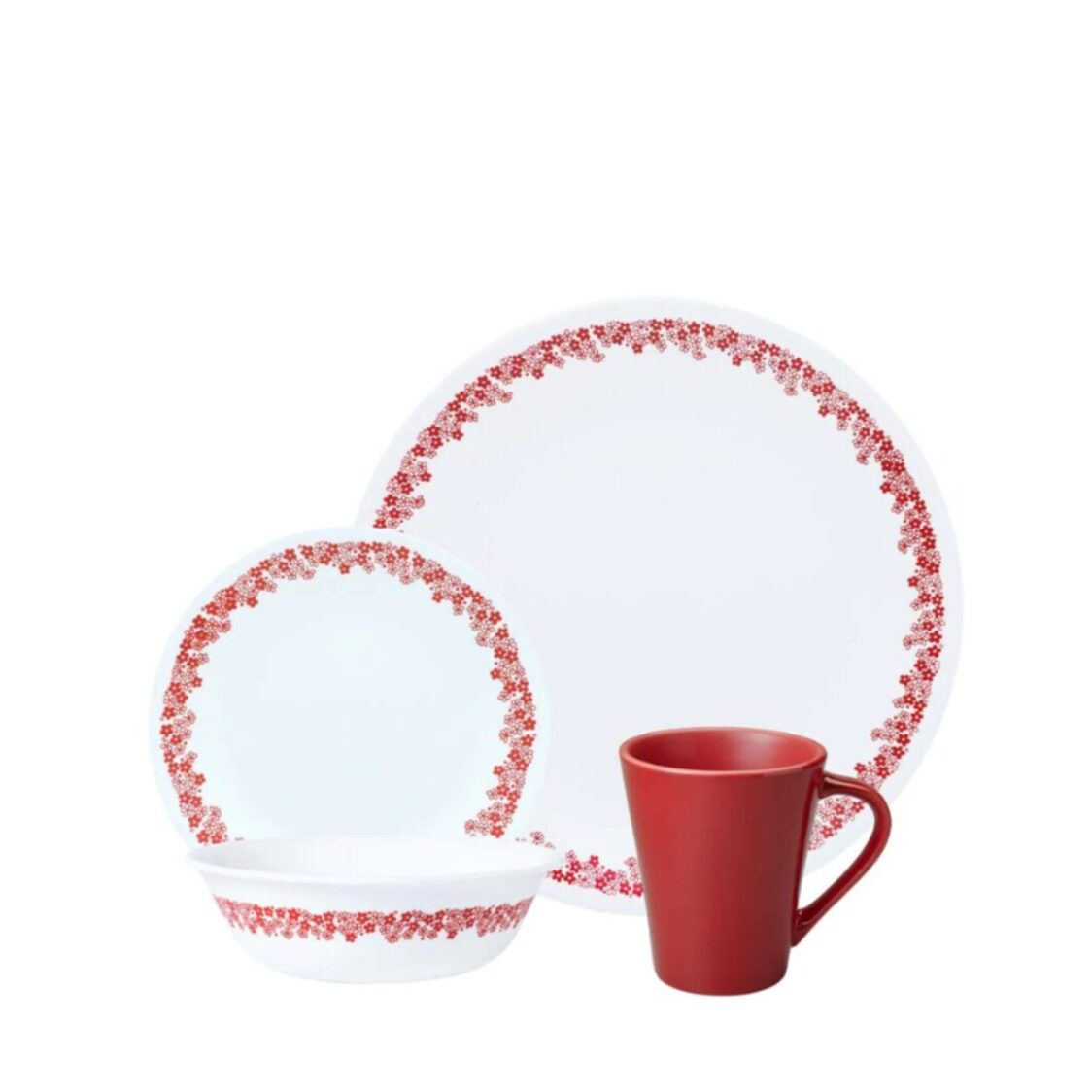 Corelle 16pc Dinner Set - Spring Blossom Red