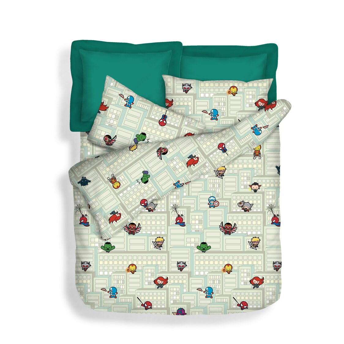 Marvel 900TC 100% Microluxe Fitted Sheet Set-City Heroes