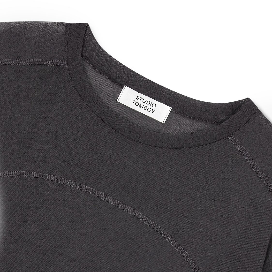 Studio Tomboy Seethrough Slit Short Sleeve T-Shirt Charcoal