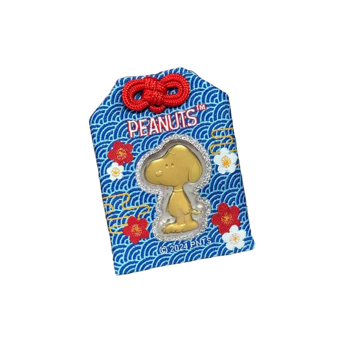 The Singapore Mint Peanuts Snoopy Standing Gold Foil Blue Charm Bag