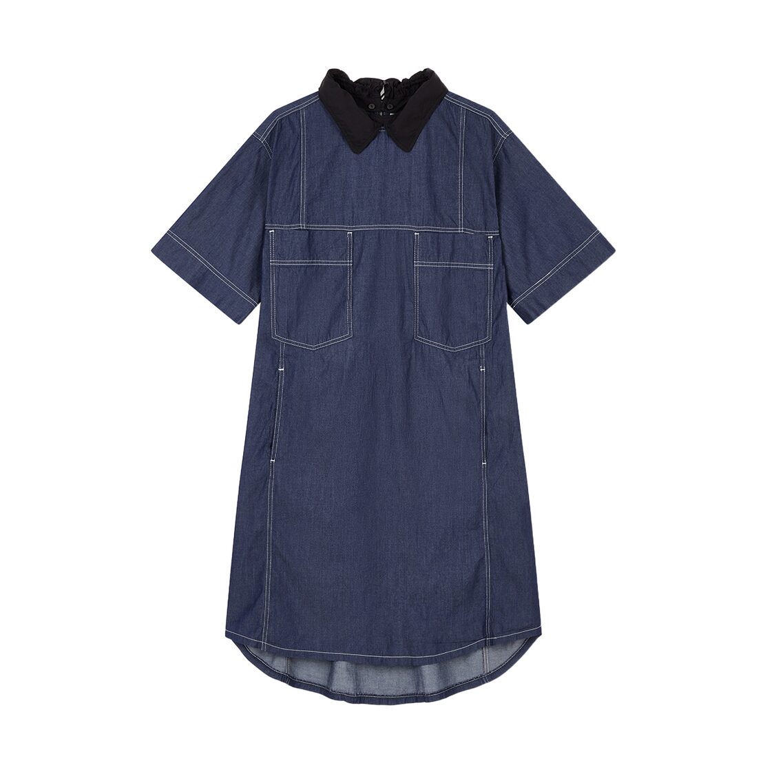 Studio Tomboy Detachable Collar Tunic Denim Dress Indigo