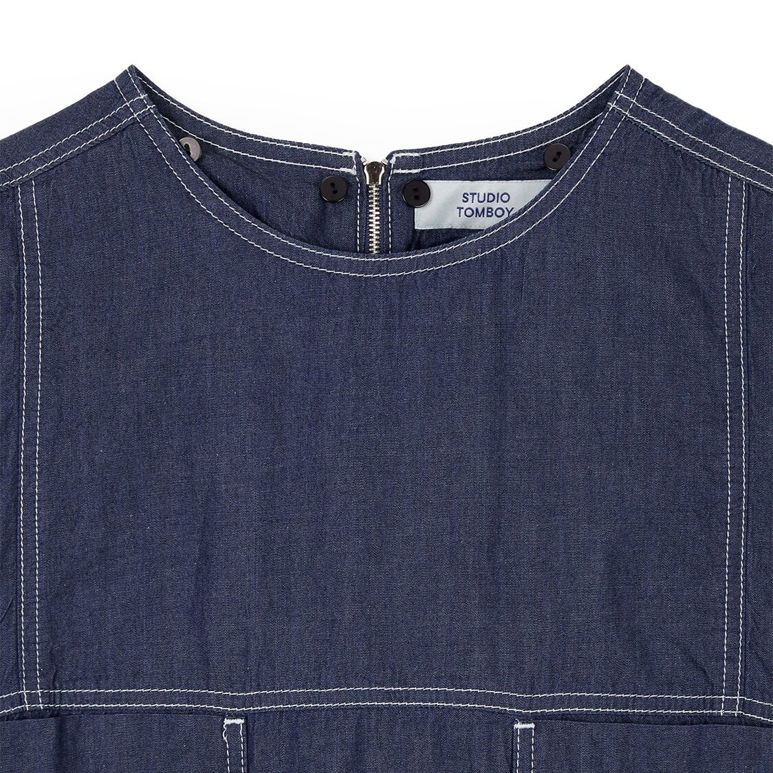 Studio Tomboy Detachable Collar Tunic Denim Dress Indigo