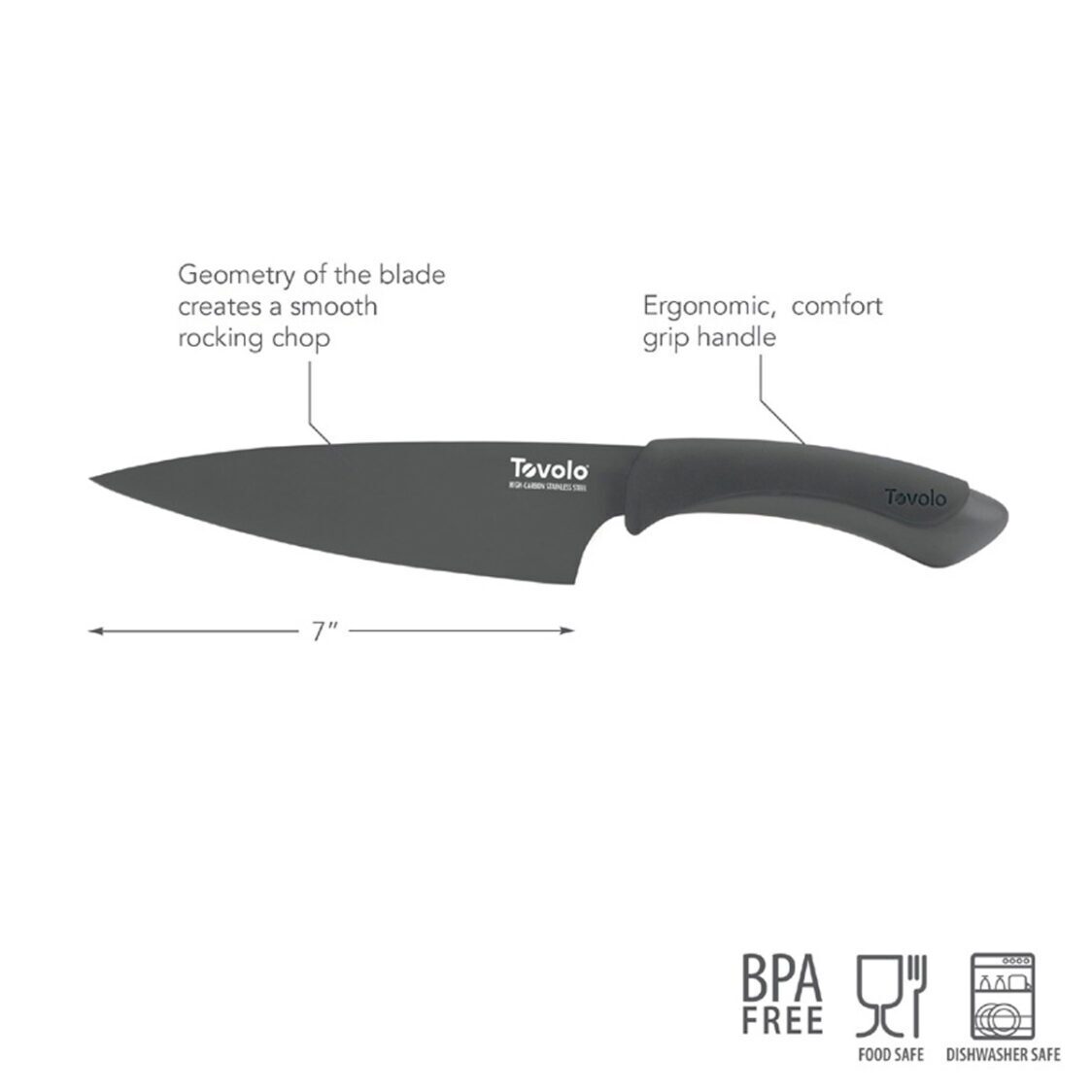 Tovolo Comfort Grip 7" Chef Knife Charcoal