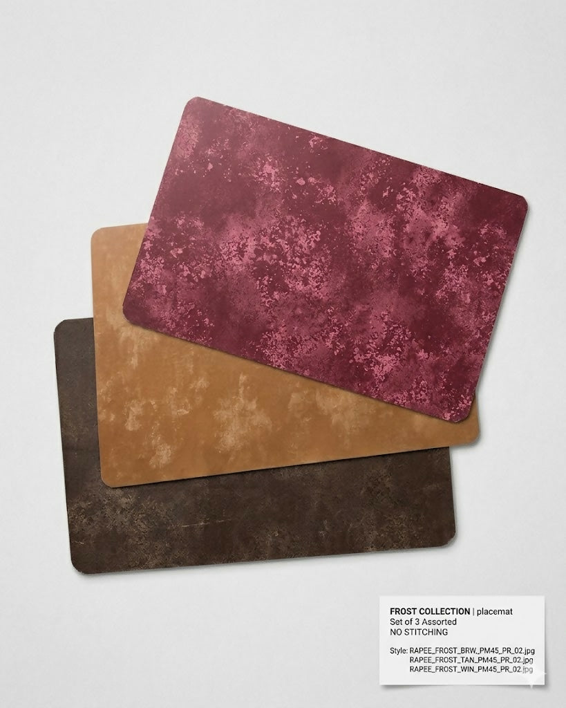 Rapee Frost Velvet Rectangular Placemat – Textured Design – 30 x 45 cm – Tan