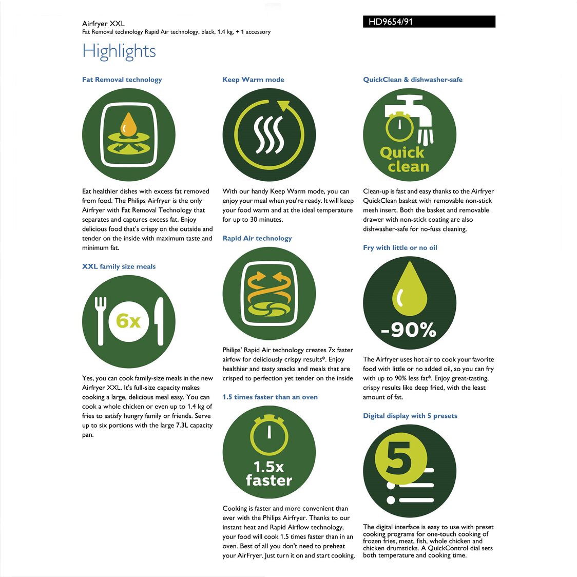 Philips Advance Collection Air Fryer XXL (HD9654/91)
