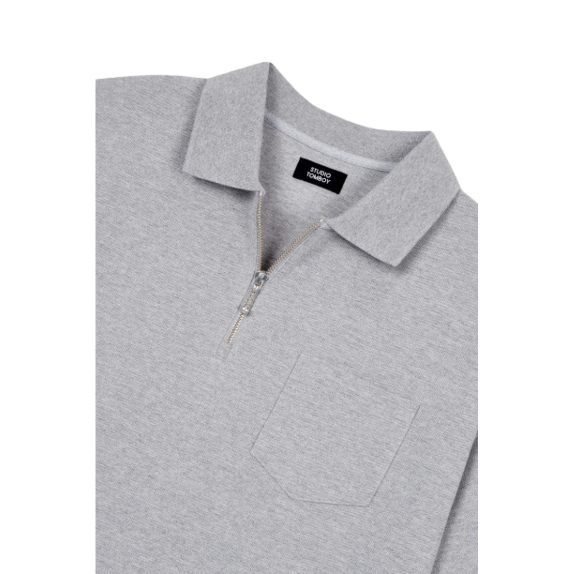 Studio Tomboy Hem String Collar Pk T-Shirt Mellange Grey