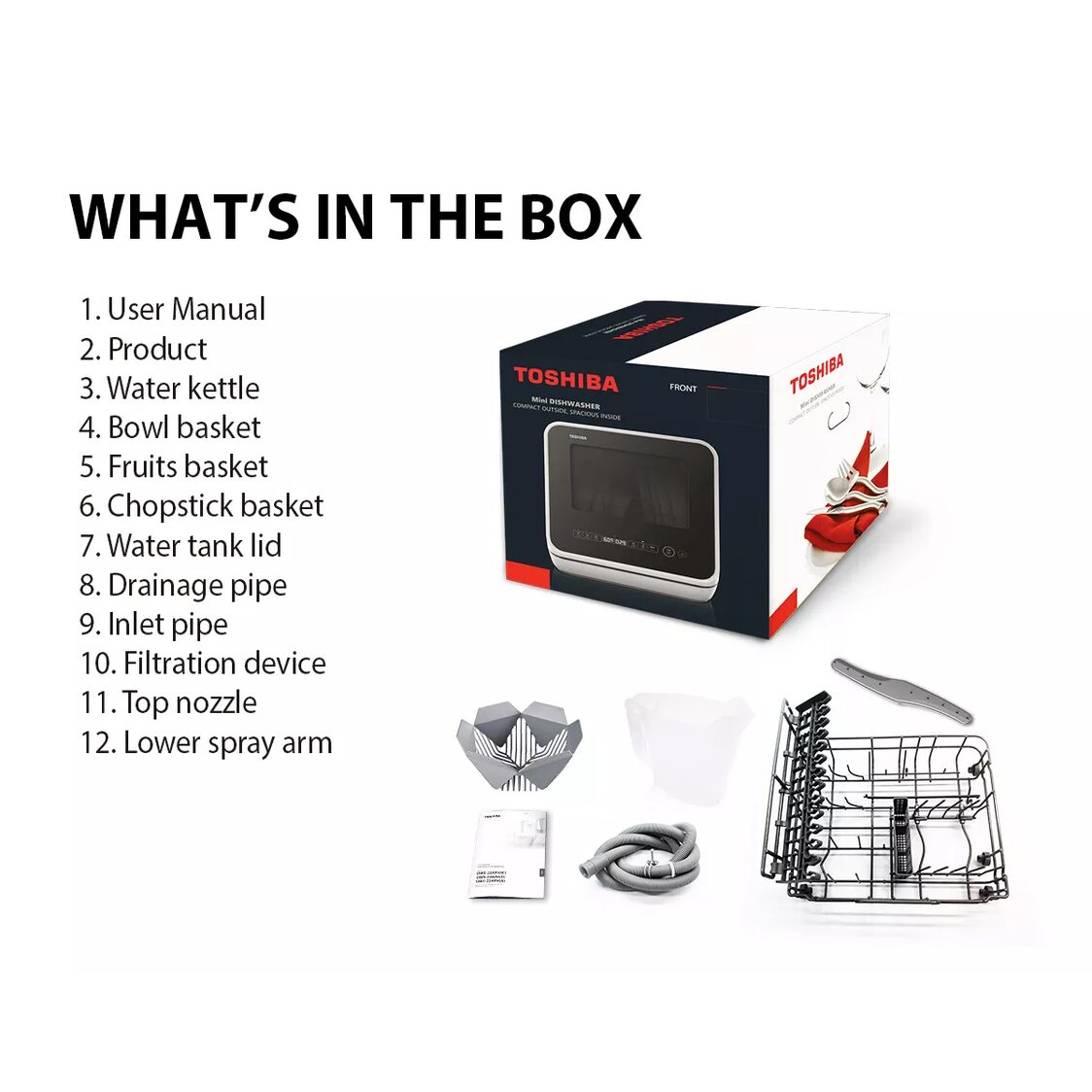 Toshiba 5L Portable Dishwasher (DWS-22ASG K)