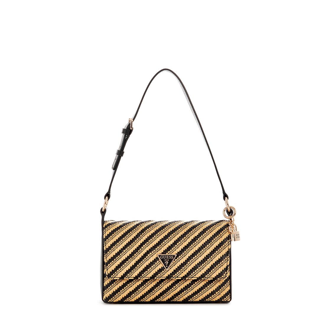 Guess Simona Flap Shoulder Bag - Natural/Black