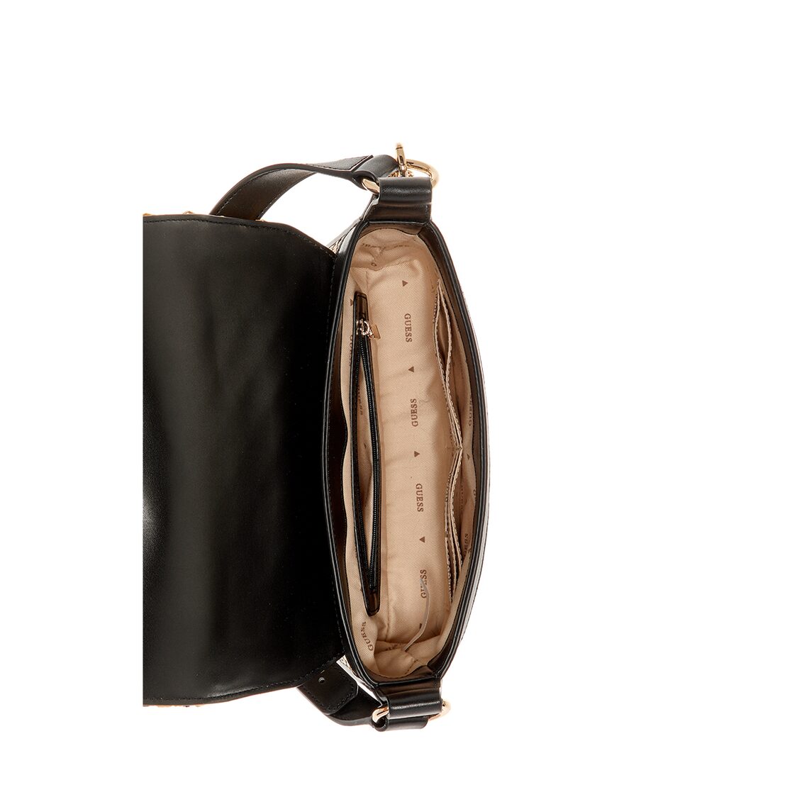 Guess Simona Flap Shoulder Bag - Natural/Black