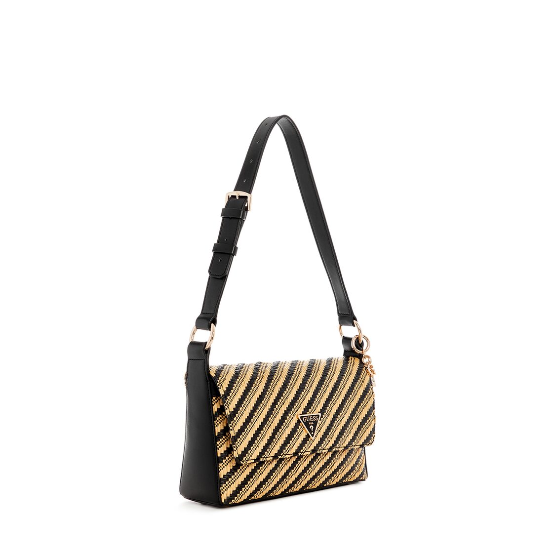 Guess Simona Flap Shoulder Bag - Natural/Black