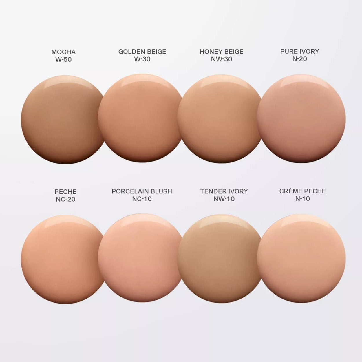Color swatches of different skin tones on a white background
