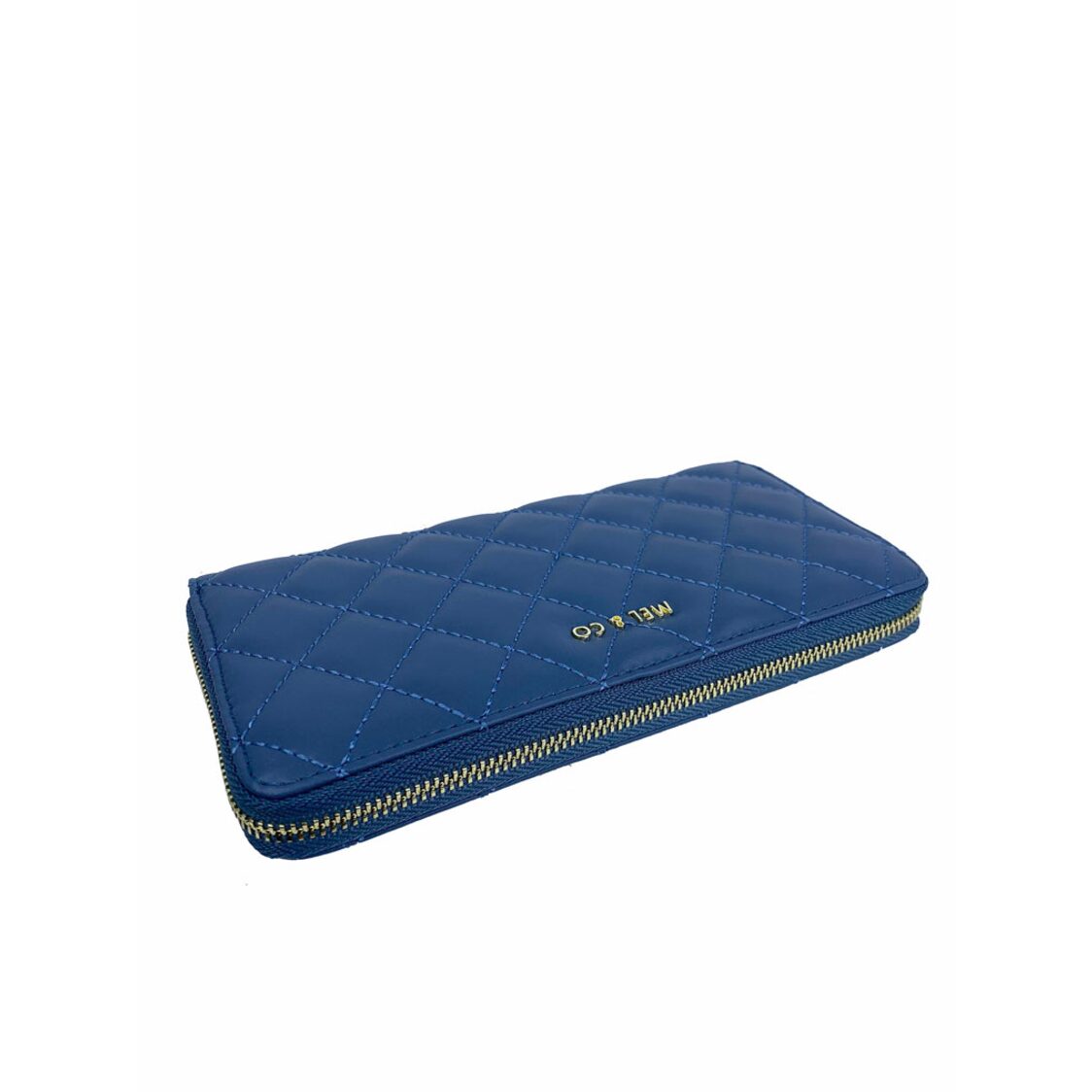 Mel&Co Quilted Zip-Around Wallet Ash Blue