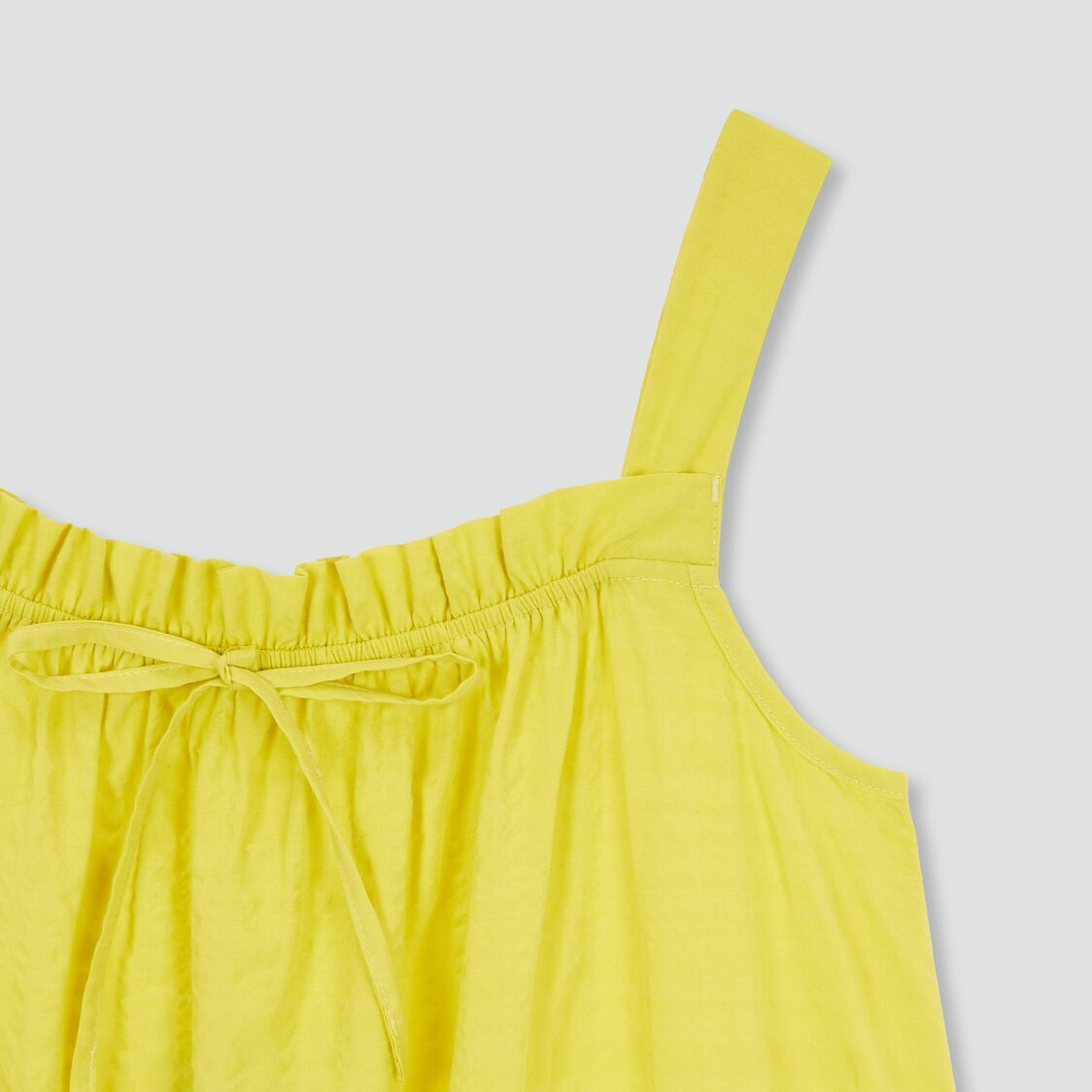 Jaju Women Cotton Rayon Seersucker Sleeveless Pajama Dress Yellow