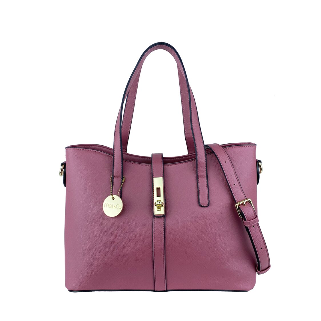 Mel&Co Saffiano-Effect Curve Top Satchel Shoulder Bag MH2021