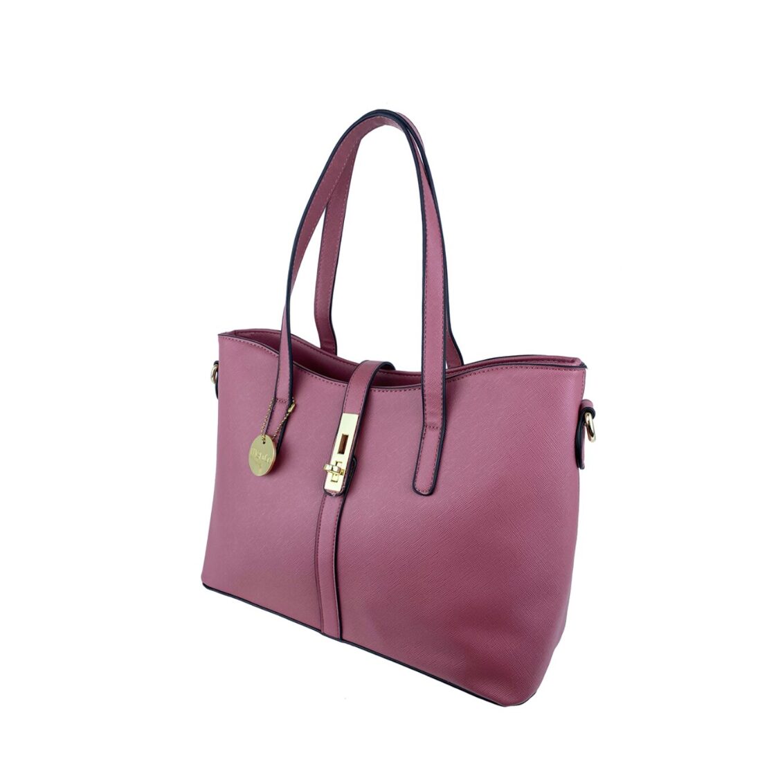 Mel&Co Saffiano-Effect Curve Top Satchel Shoulder Bag MH2021