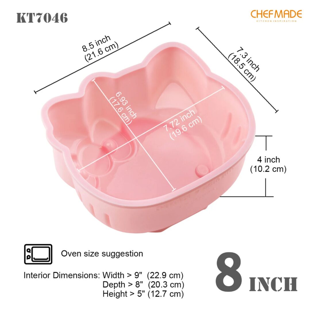 Chefmade Silicone Cake Mould 8 Inch Pink Hello Kitty (1898cm-KT7046)