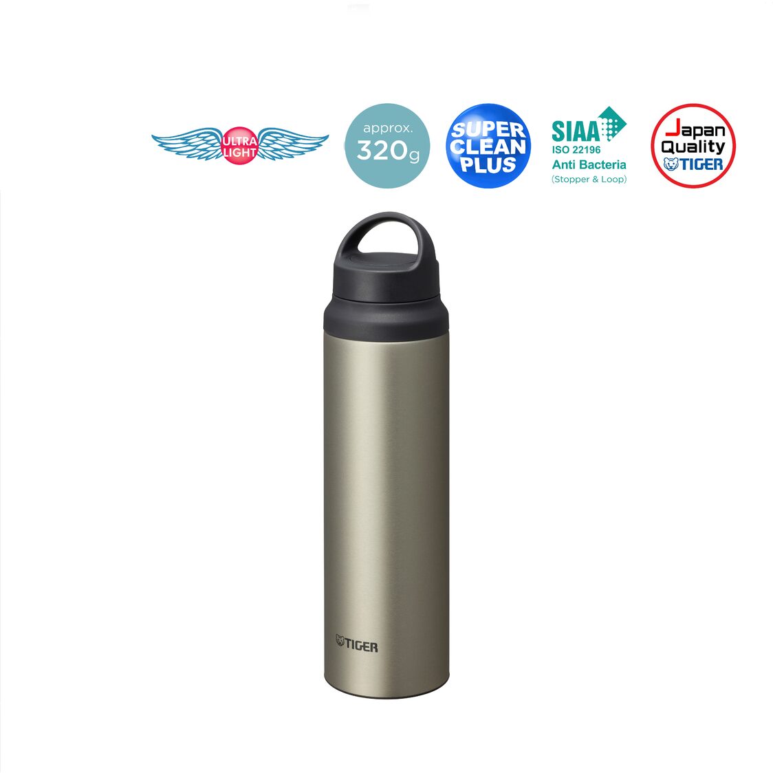 TIGER Anti-Bacterial Double Stainless Steel Bottle 800ml - Titanium Ore (MCZ-S080 XZ)