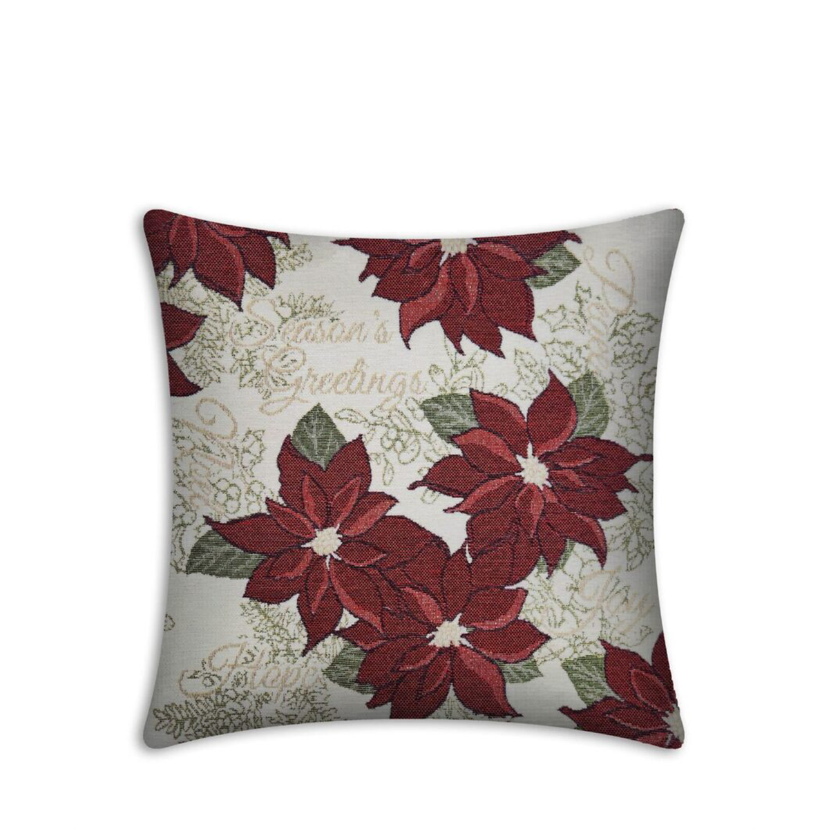 Rapee Poinsettia Cushion Cover | Double-sided Chenielle - 45 x 45 cm, Natural