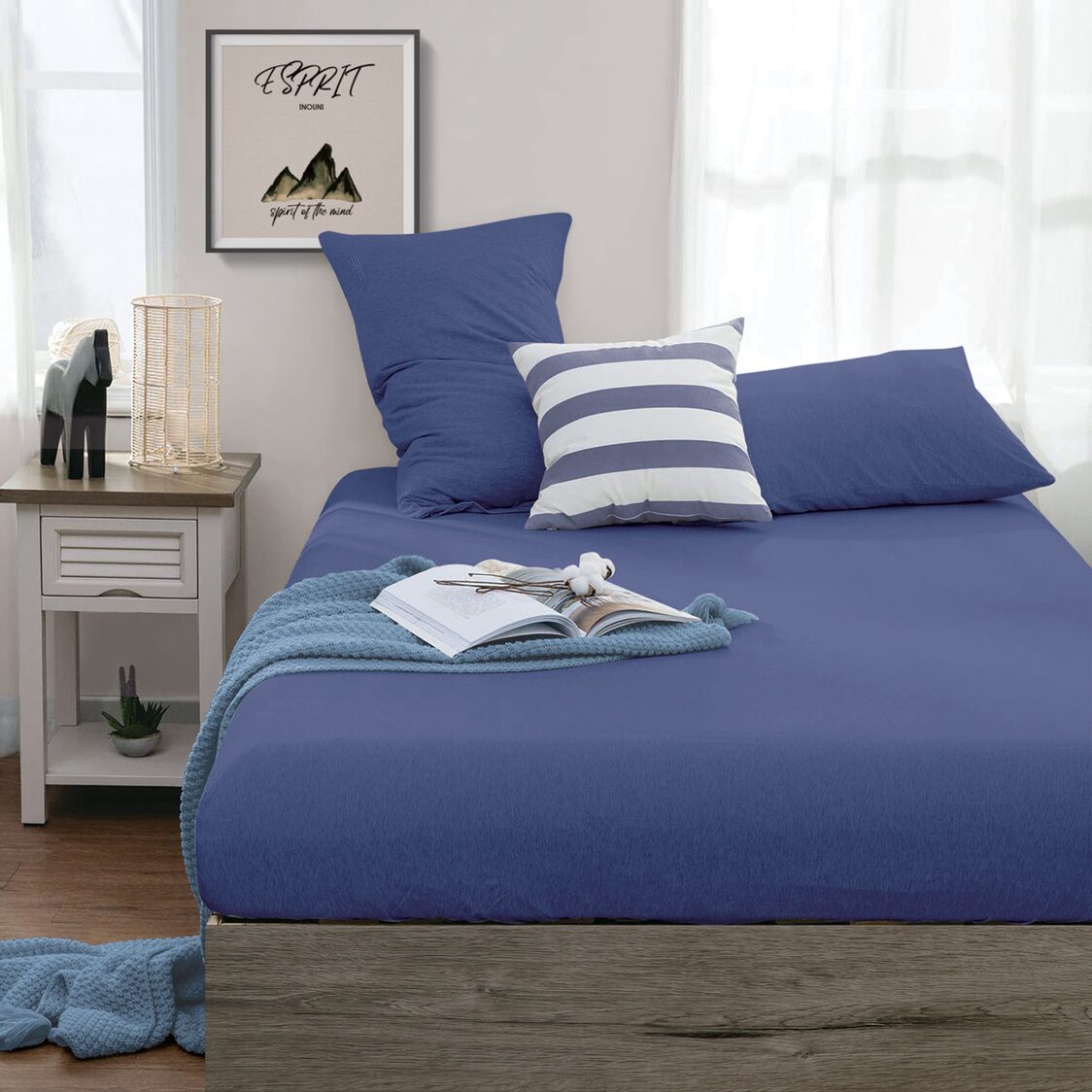 Esprit Jersey Collection 100% Super Combed Cotton Fitted Sheet EJ02 - Jean(Navy)